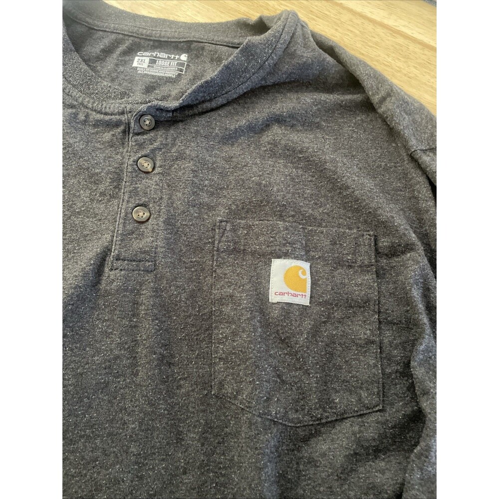 Carhartt 2XL Long Sleeve Gray Charcoal Henley Style